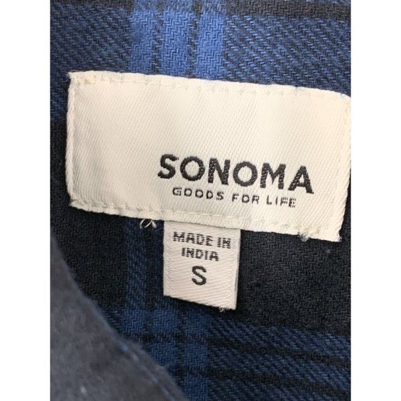 Men’s Sonoma blue plaid flannel shirt small NWT 5818 button casual - Picture 3 of 7